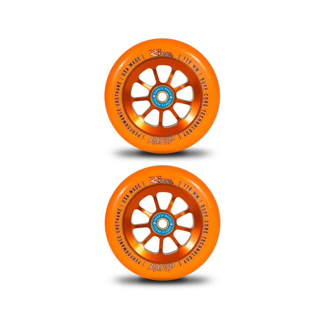 Pair Orange on Orange River Wheels Sunset Rapids 110mm 