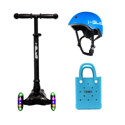 I-Glide Kids 3 Wheel Scooter + Helmet Pack | Blue/Black
