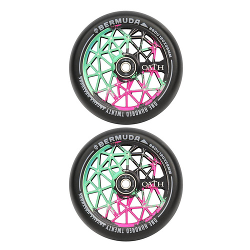 Oath Bermuda 120mm Scooter Wheels | Green/Pink/Black