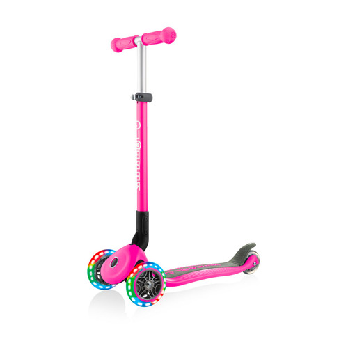 Globber PRIMO Foldable Lights Scooter | Neon Pink