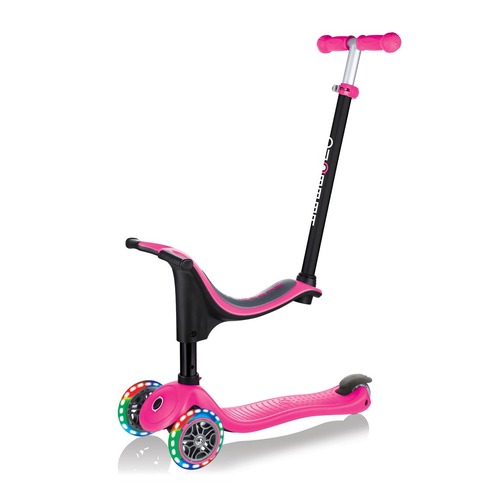 Globber Go Up Sporty Lights Convertible Scooter | Pink