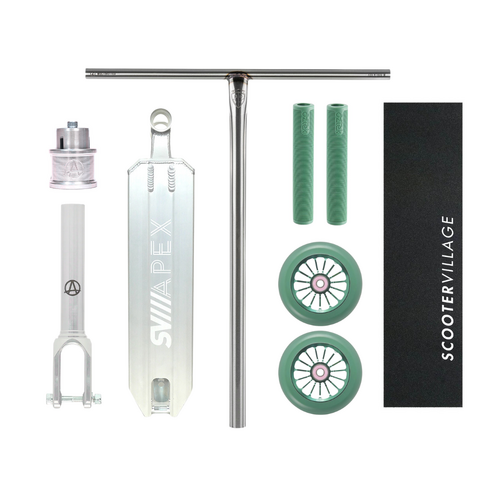 Apex 5" Wide Custom Complete Scooter | Matte Clear/Sage