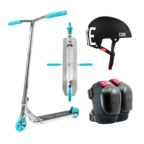 Core SL3 Scooter + Helmet Pack | Chrome/Teal