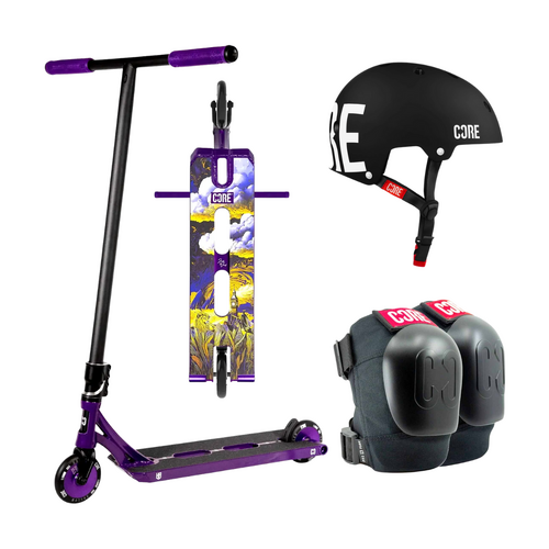 Core 'HalfBarz' Scooter + Helmet Pack | Black/Purple