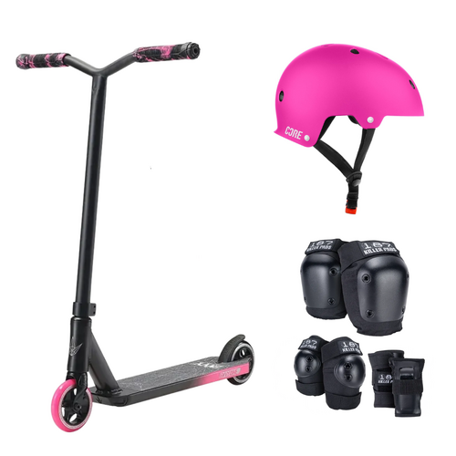Envy One S3 Kids Scooter + Helmet Pack | Black/Pink