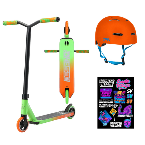 Envy One S3 Kids Scooter + Helmet Pack | Green/Orange