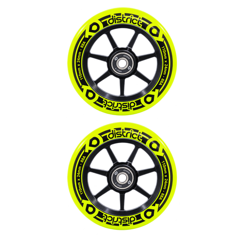 District W-Series 110 x 24mm Alloy Core Wheels | Yellow/Black